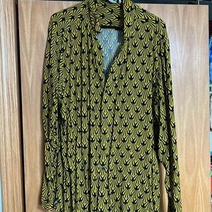 ASOS- black and Yellow Pattern long sleeve shirt- 2XL